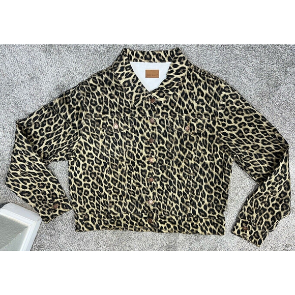 Judy Blue Jackets & Blazers - Judy Blue Cheetah Print Denim Jacket Women’s Size 3XL Button Up Collared JB750